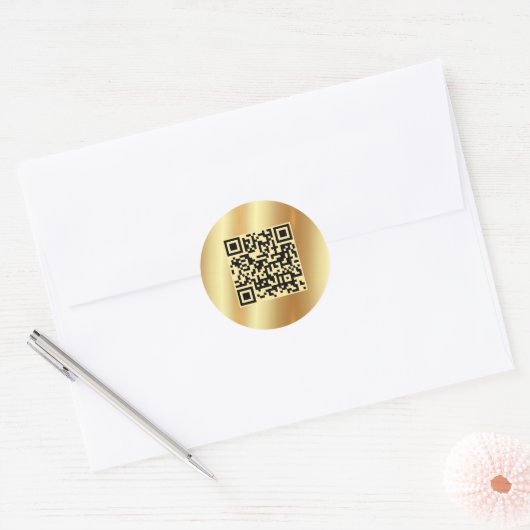 Aangepaste tekst QR Code Gold Upload uw Logo naar Ronde Sticker (Envelop)
