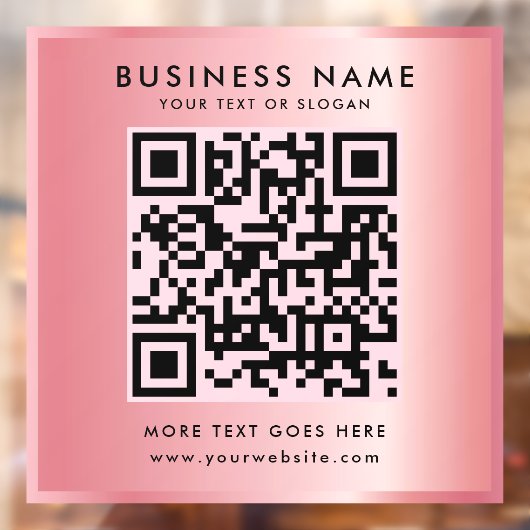 Aangepaste tekst QR-code logo Rose Gold Glamour Raamsticker (Vel 2)