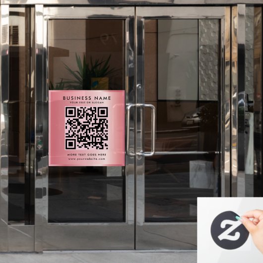 Aangepaste tekst QR-code logo Rose Gold Glamour Raamsticker (Kantoordeur)