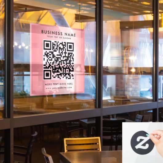 Aangepaste tekst QR-code logo Rose Gold Glamour Raamsticker (Restaurant Raam)