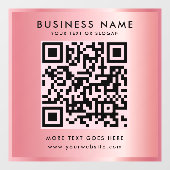 Aangepaste tekst QR-code logo Rose Gold Glamour Raamsticker (Vel)