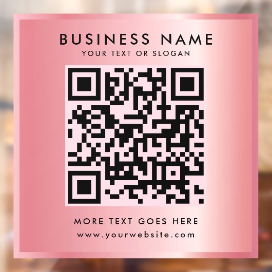 Aangepaste tekst QR-code logo rose goud glamour Raamsticker (Vel 2)