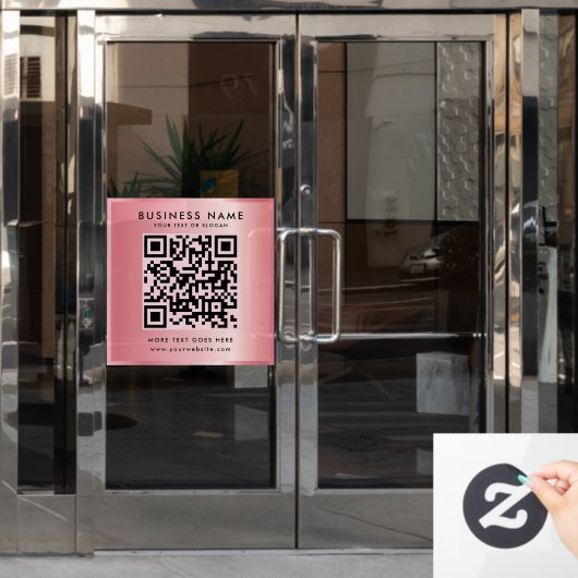 Aangepaste tekst QR-code logo rose goud glamour Raamsticker (Kantoordeur)