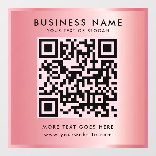 Aangepaste tekst QR-code logo rose goud glamour Raamsticker (Vel)