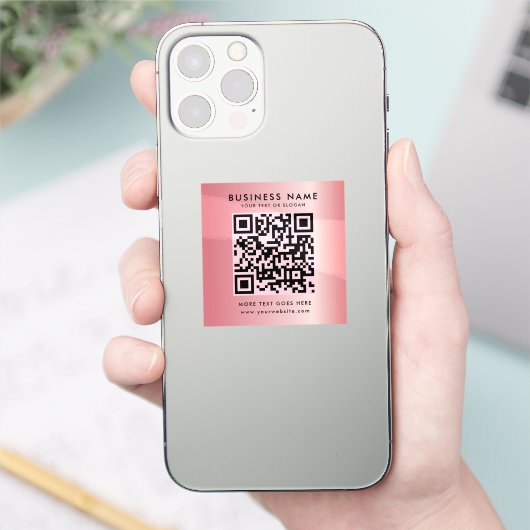 Aangepaste tekst QR Code Logo Sjabloon Roos Gold G Sticker (Telefoon)