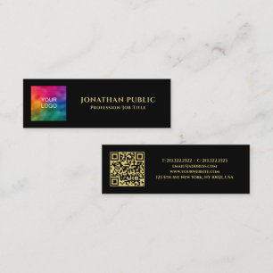 Aangepaste tekst QR Code Logo Sjabloon Zwart Goud  Contactkaartje