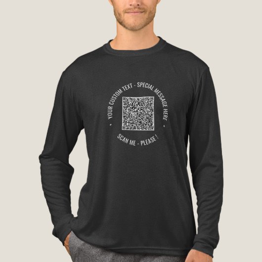 Aangepaste tekst QR-code Uw promotionele code Tri-Blend Shirt (Voorkant volledig)
