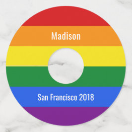 Aangepaste tekst Rainbow Flag wijnglas labels