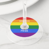 Aangepaste tekst Rainbow Flag wijnglas labels (Dichtbij)
