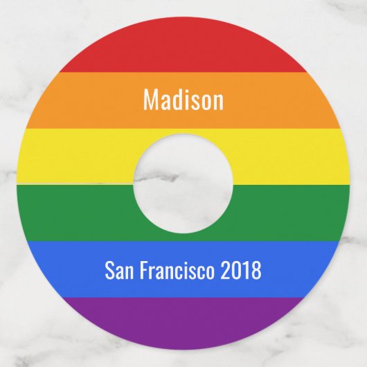 Aangepaste tekst Rainbow Flag wijnglas labels (Achterkant)