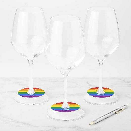 Aangepaste tekst Rainbow Flag wijnglas labels (Set)