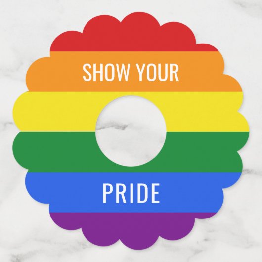 Aangepaste tekst Rainbow Flag wijnglas labels (Voorkant)