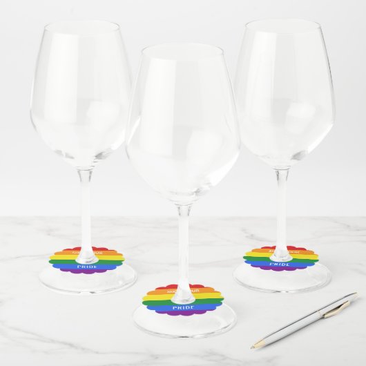 Aangepaste tekst Rainbow Flag wijnglas labels (Set)