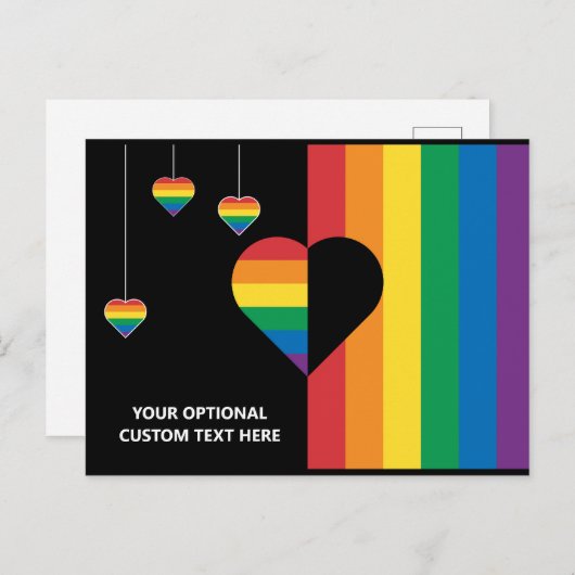 Aangepaste tekst Rainbow Hearts & Stripes Briefkaart (Voorkant / Achterkant)