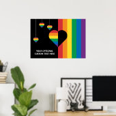 Aangepaste tekst Rainbow Hearts & Stripes Poster (Thuiskantoor)