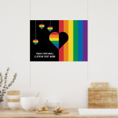 Aangepaste tekst Rainbow Hearts & Stripes Poster (Keuken)