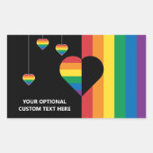 Aangepaste tekst Rainbow Hearts & Stripes Rechthoekige Sticker (Voorkant)