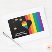 Aangepaste tekst Rainbow Hearts & Stripes Rechthoekige Sticker (Envelop)
