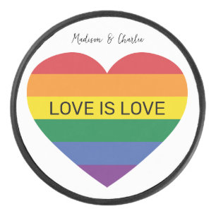 Aangepaste tekst Rainbow Love Hockey Puck