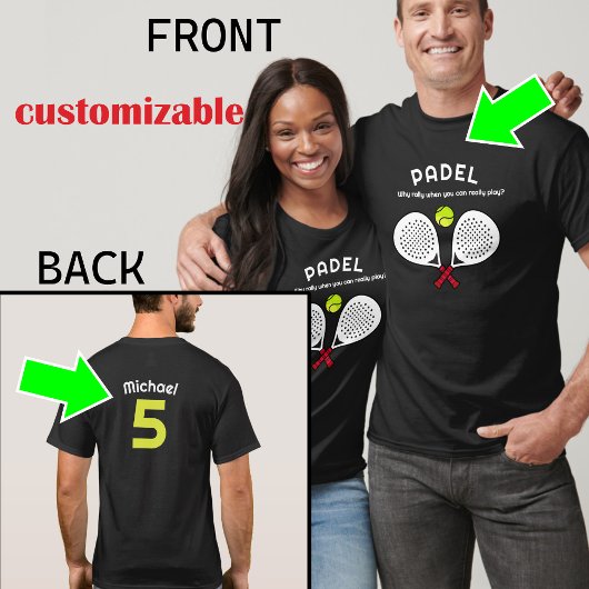 Aangepaste tekst, Real Padel Player T-shirt