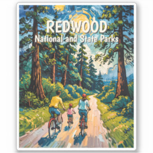 Aangepaste tekst Redwood Forest Familie Fietsen Kl Sticker