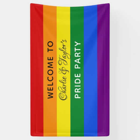 Aangepaste tekst Regelboog vlag banner (Verticaal)