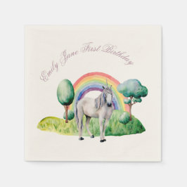 Aangepaste tekst Regenboog Eenhoorn Roze Verjaarda Servet