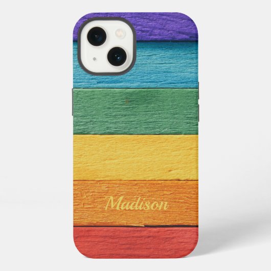 Aangepaste tekst Regenboog telefoonhoesjes iPhone Hoesje (Achterkant)