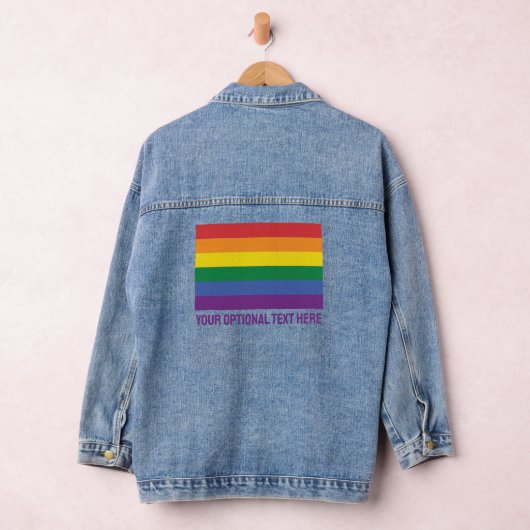 Aangepaste tekst Regenboog Vlag Denim Jacket (Hangar)
