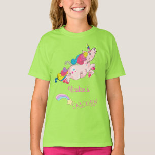 Aangepaste tekst / regenboogkawaii kleurige unicor t-shirt
