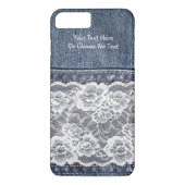 Aangepaste tekst /  Retro Blue Jeans Denim Lace Case-Mate iPhone Case (Achterkant)