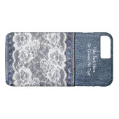 Aangepaste tekst /  Retro Blue Jeans Denim Lace Case-Mate iPhone Case (Achterkant (Horizontaal))