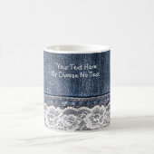 Aangepaste tekst /  Retro Blue Jeans Denim Lace Koffiemok (Center)