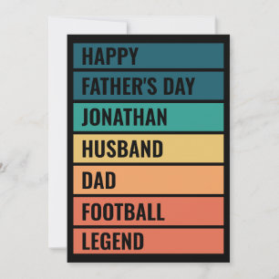 Aangepaste tekst Retro Football Lover Vaderdag Feestdagenkaart