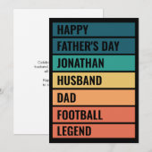 Aangepaste tekst Retro Football Lover Vaderdag Feestdagenkaart (Voorkant / Achterkant)