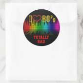 Aangepaste tekst Retro I Love 80's Muziek helemaal Ronde Sticker (Tas)