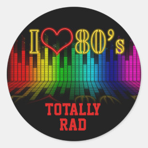 Aangepaste tekst Retro I Love 80's Muziek helemaal Ronde Sticker