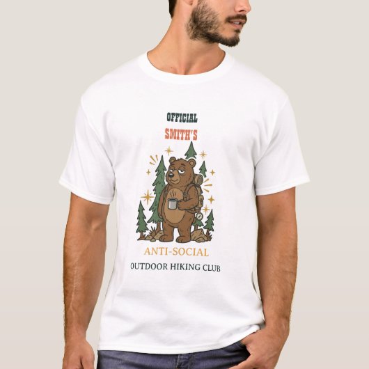 Aangepaste tekst Retro kampeerbeer T-shirt (Voorkant)