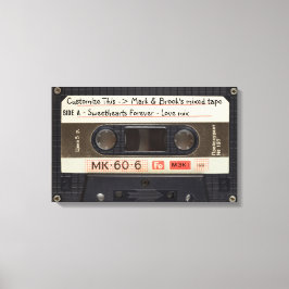Aangepaste tekst / Retro Love Music Cassette Mixta Canvas Afdruk
