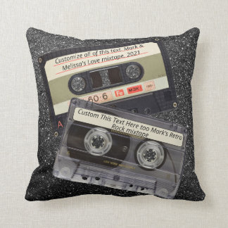 Aangepaste tekst | Retro Love Music Cassette Mixta Kussen