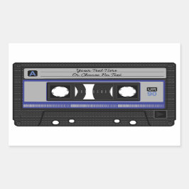Aangepaste tekst / Retro Love Music Cassette Mixta Rechthoekige Sticker