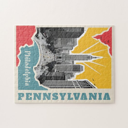 Aangepaste tekst Retro Philadelphia Legpuzzel (Horizontaal)
