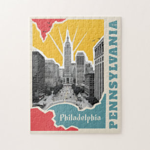Aangepaste tekst Retro Philadelphia Legpuzzel