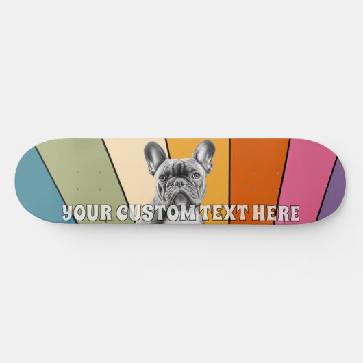 Aangepaste tekst Retro Rad Cool Rainbow Franse Bul Persoonlijk Skateboard (Horizontaal)