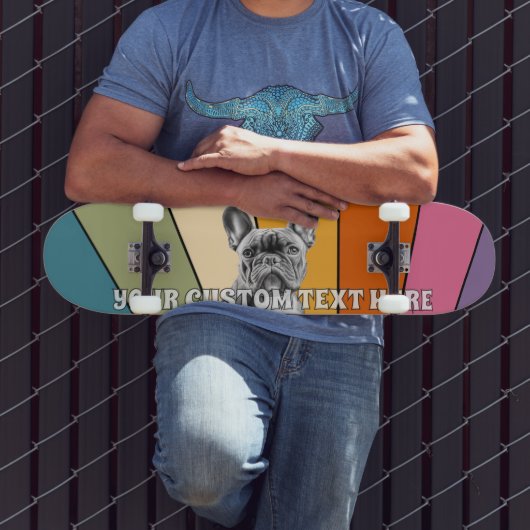 Aangepaste tekst Retro Rad Cool Regenboog Franse B Persoonlijk Skateboard (Buiten 3)