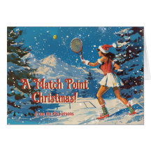 🎾🎄Aangepaste tekst, retro Tennis Snowy Serve