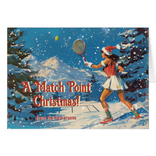 🎾🎄Aangepaste tekst, retro Tennis Snowy Serve