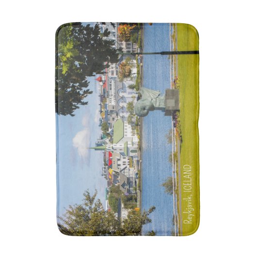 Aangepaste tekst Reykjavik, IJsland Badmat (Voorkant Verticaal)