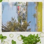 Aangepaste tekst Reykjavik, IJsland Theedoek (Gevouwen)