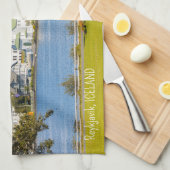 Aangepaste tekst Reykjavik, IJsland Theedoek (Quarter Fold)